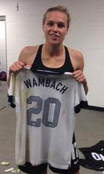 women's college soccer player hannah wilkinson yholds abby wambach's jersey