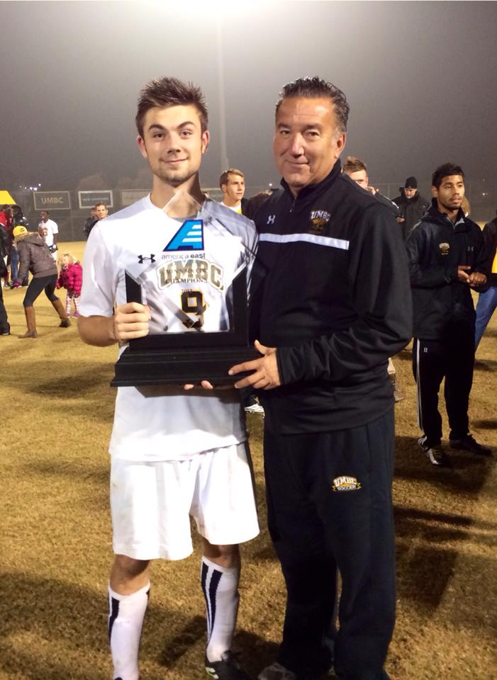 Pete Caringi III and father UMBC men's soccer