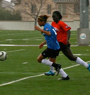 Elite boys club soccer players compete.