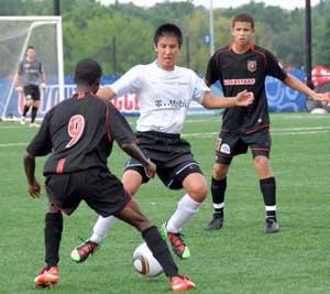 elite youth club soccer boys in a club soccer tournament