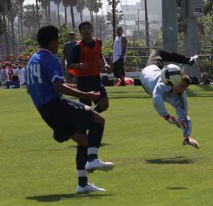 elite boys club soccer players in a soccer camp