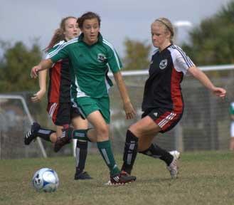 Girls club soccer players.