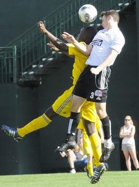 Elite boys club soccer players compete.