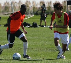 Boys club soccer players compete.