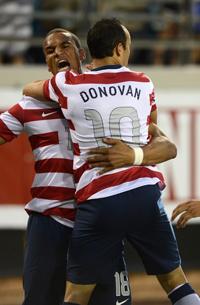 Terrence Boyd embracing Landon Donovan